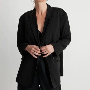 Madewell The Relaxed Blazer in Softdrape Black NJ736 Size Small